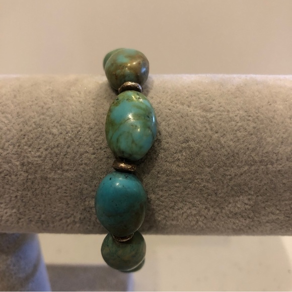 Genuine Turquoise & Sterling Silver 925 Bracelet- Artisan made.  Toggle closure - Picture 3 of 13